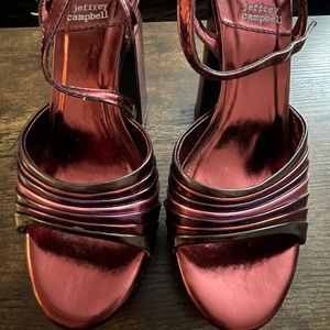 Boogie down Ankle Strap Platform Sandal Wine Metallic